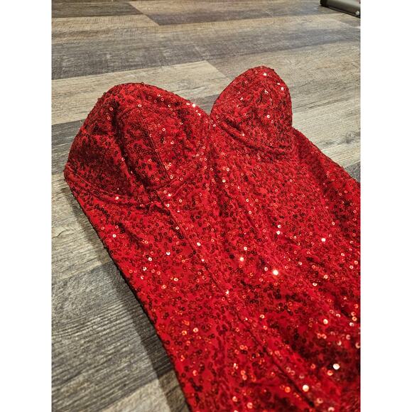 Trashy lingerie usa vintage red sequin corset Bustier bra 32c small y2k devil - Picture 5 of 13